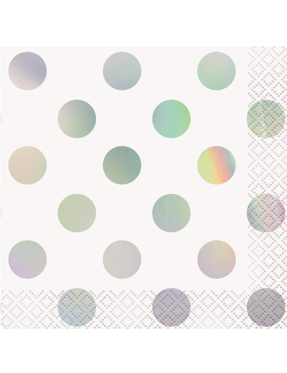 Serviettes en papier à pois iridescent pour anniversaire blanc