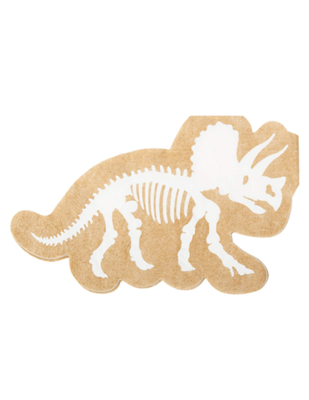 Serviettes dinosaures squelette tricératops pour fête blanches et kraft