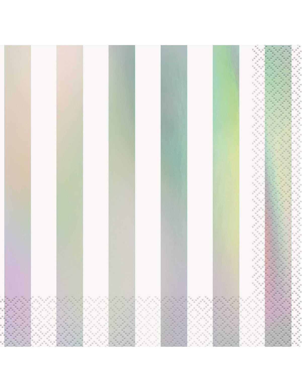 Serviettes en papier à rayures pour fête blanches et iridescentes