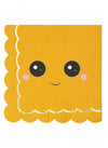 Serviettes festonnées en papier citrouille sweety pour fête orange avec visage souriant et liseré doré