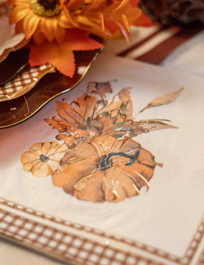 Cottage Living Papierservietten mit Kürbis-Dekor – 16 Stück (33 x 33 cm)