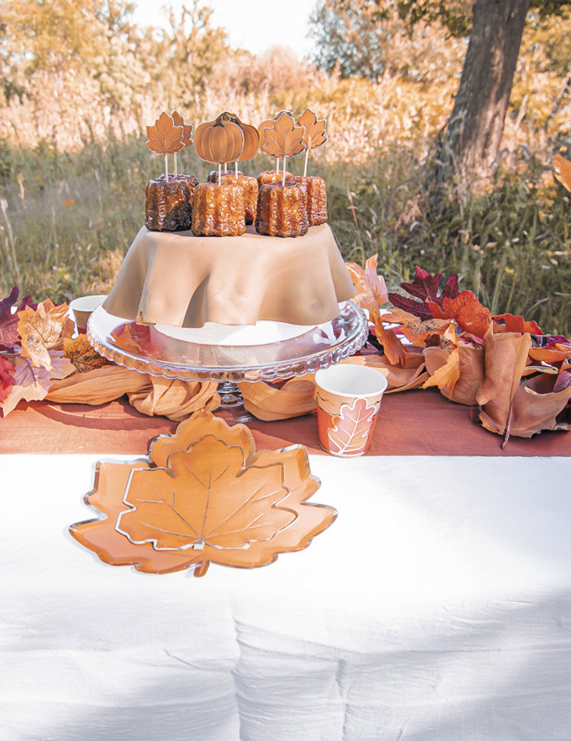 Décoration de table automnale des serviettes en papier feuille d'automne
