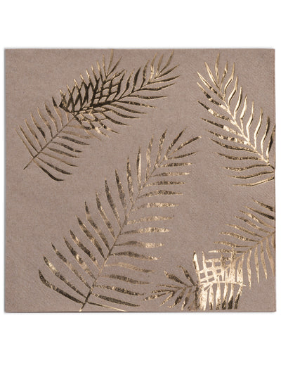 Serviettes en papier kraft Palmier doré kraft et or