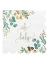 Serviettes en papier Oh Baby Eucalyptus pour baby shower avec dorure et bords festonnés