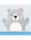Serviettes en papier petit ours gris pour baby shower bleu et gris
