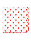 Serviettes en papier festonnées petits cœurs blanc et rouge