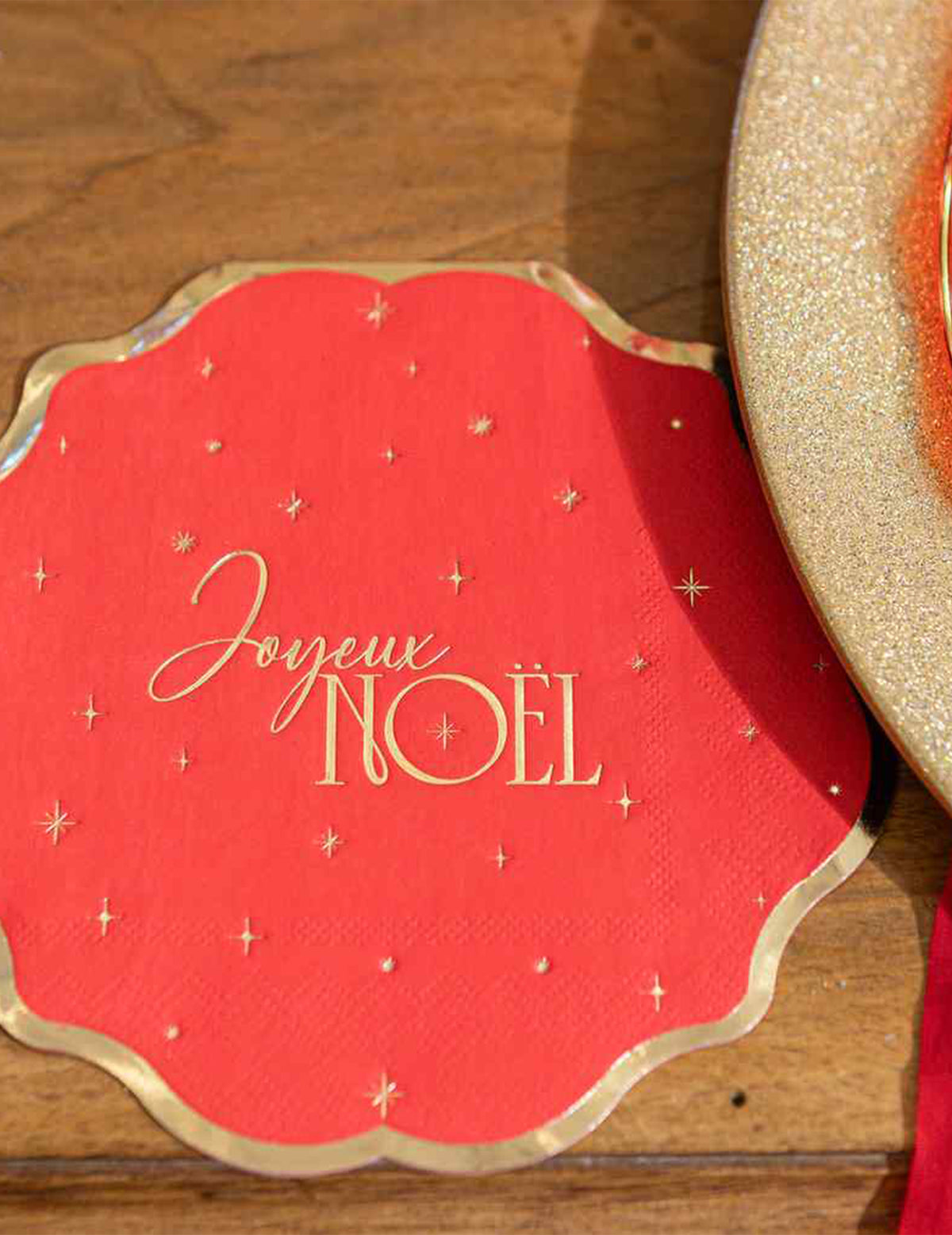 16 Servietten Frohe Weihnachten rot & gold 32 x 32 cm