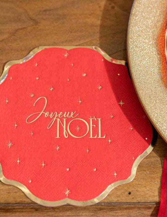 16 Servietten Frohe Weihnachten rot & gold 32 x 32 cm