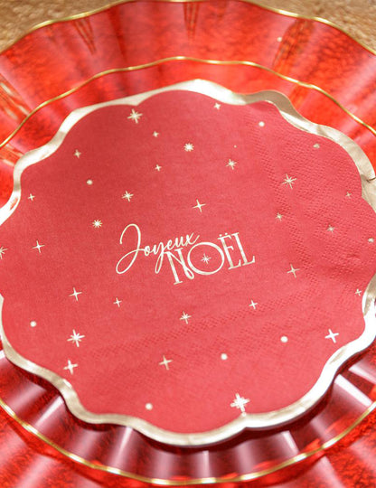 16 Servietten Frohe Weihnachten rot & gold 32 x 32 cm