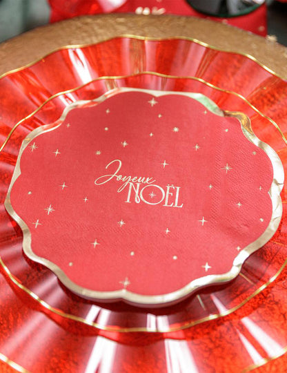 16 Servietten Frohe Weihnachten rot & gold 32 x 32 cm