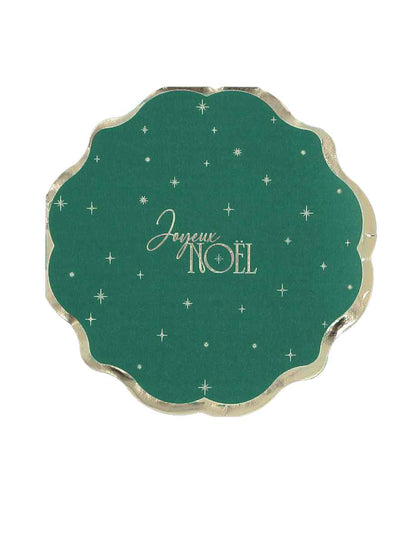 16 Servietten Frohe Weihnachten in British Green und Gold 32 x 32 cm