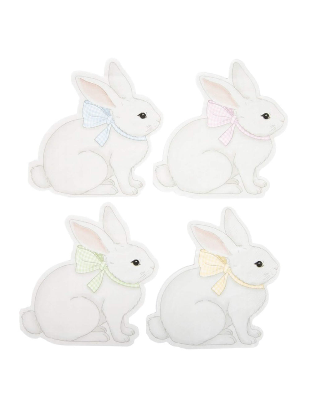 Serviettes en papier Mon Lapin blanches avec nœuds vichy multicolores