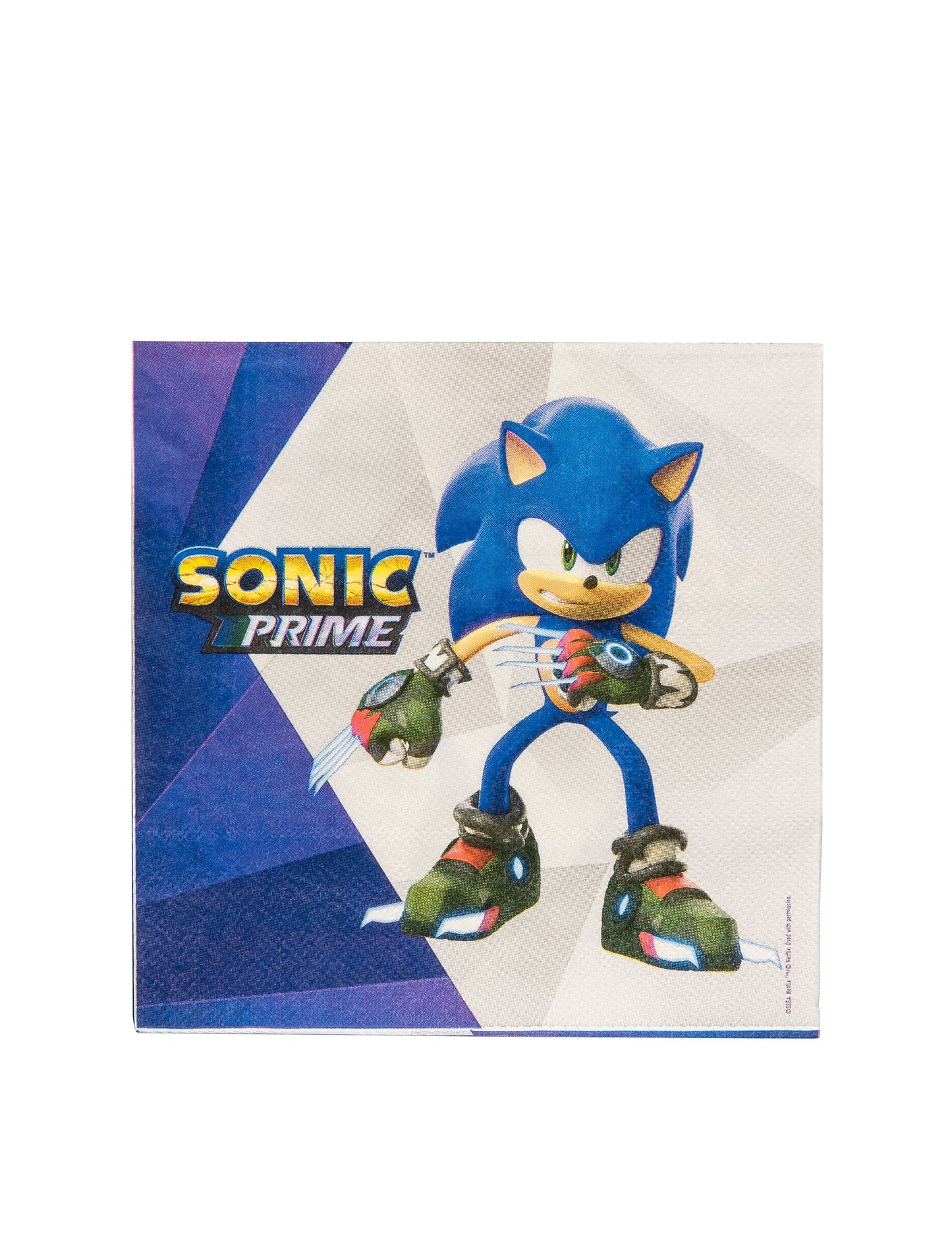 Serviettes Sonic Prime pour anniversaire bleues et blanches