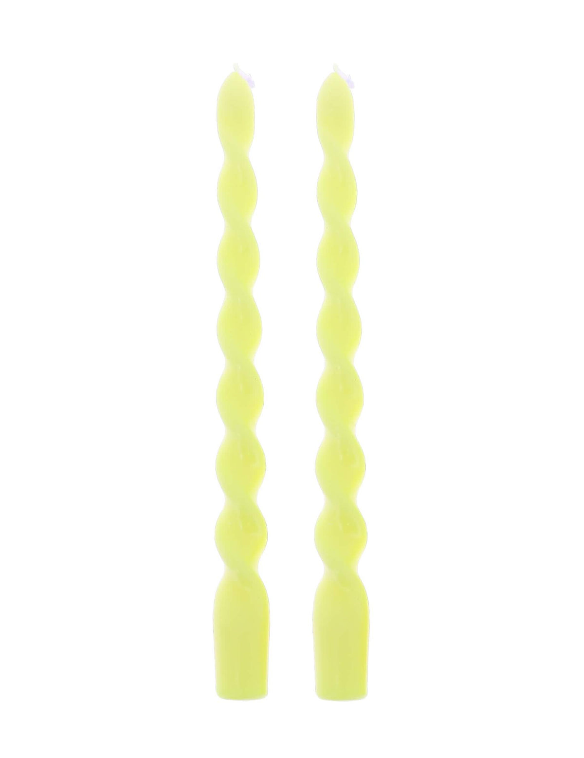 2 Gedrehte Kerzen in Neon-Gelb