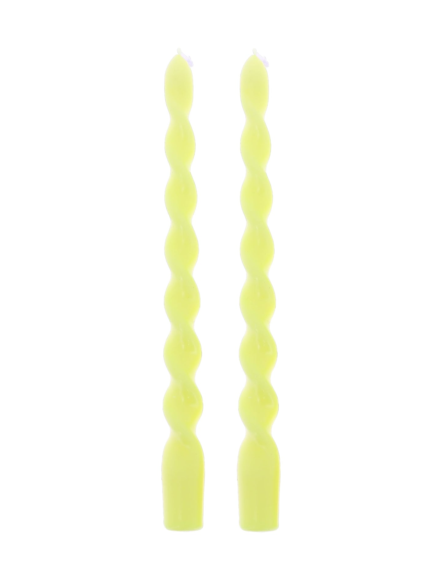 2 Bougies chandelles torsadées jaune 25 cm