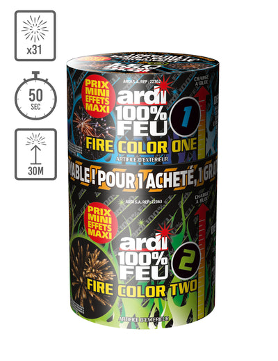 2 feux d'artifice compacts Fire Color pour fête 31 tirs multicolores