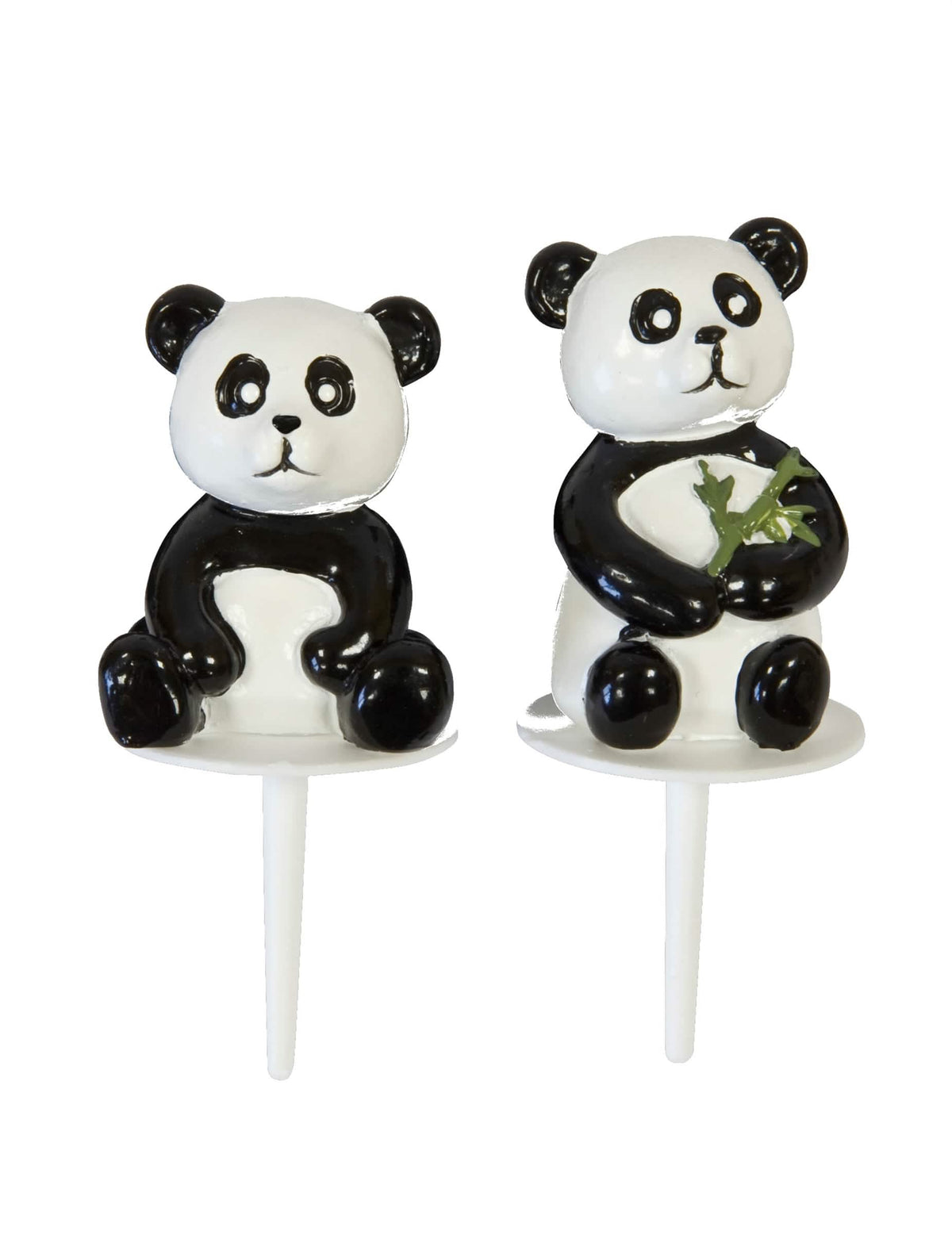 2 figurines en résine panda pour gâteau noir et blanc