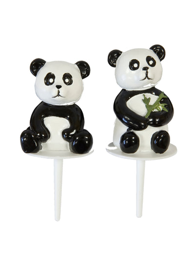 2 figurines en résine panda pour gâteau noir et blanc