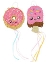 2er Set Kawaï Party Mini-Piñatas Donut & Eis 15 cm