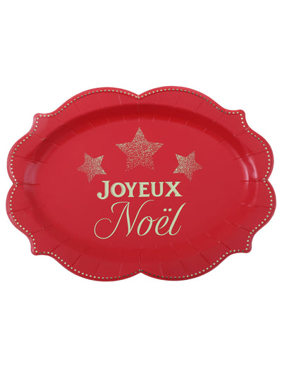 Set aus 2 Serviertabletts Funkelnde Weihnachten Rot 36 x 26 cm