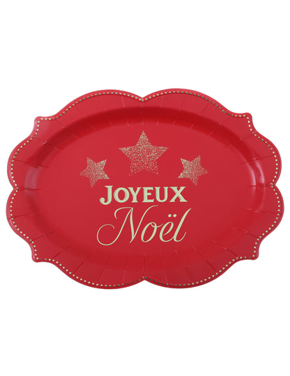 2 plateaux Noël Étincelant rouges 36 x 26 cm