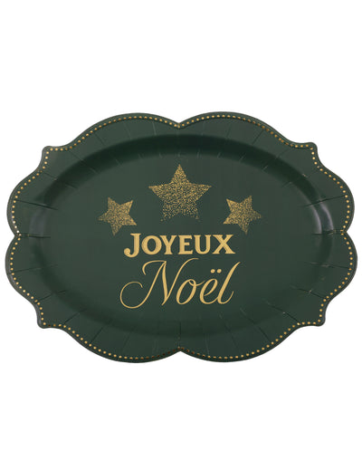 2er Set Servierplatten Funkelnde Weihnachten Tannengrün 36 x 26 cm
