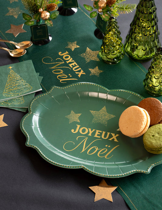 2er Set Servierplatten Funkelnde Weihnachten Tannengrün 36 x 26 cm