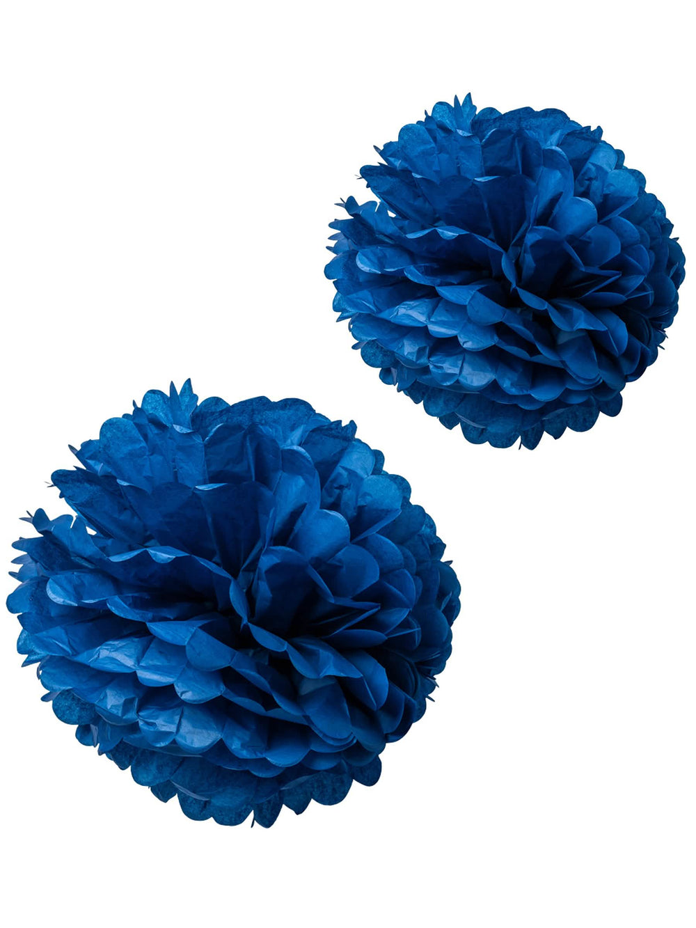 Pompons en papier de soie décoration à suspendre pour fête bleu marine