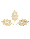 Confettis en bois ajouré feuilles de houx pour noël couleur bois clair