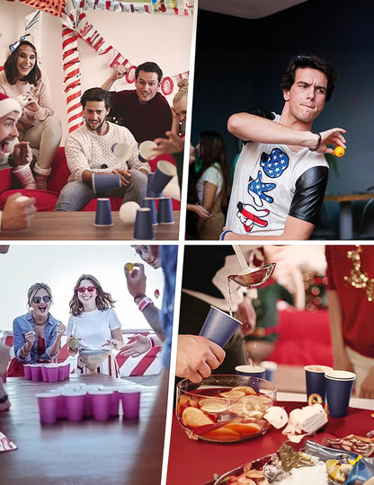Mise en situation festive des gobelets américains en carton recyclable jaune pastel