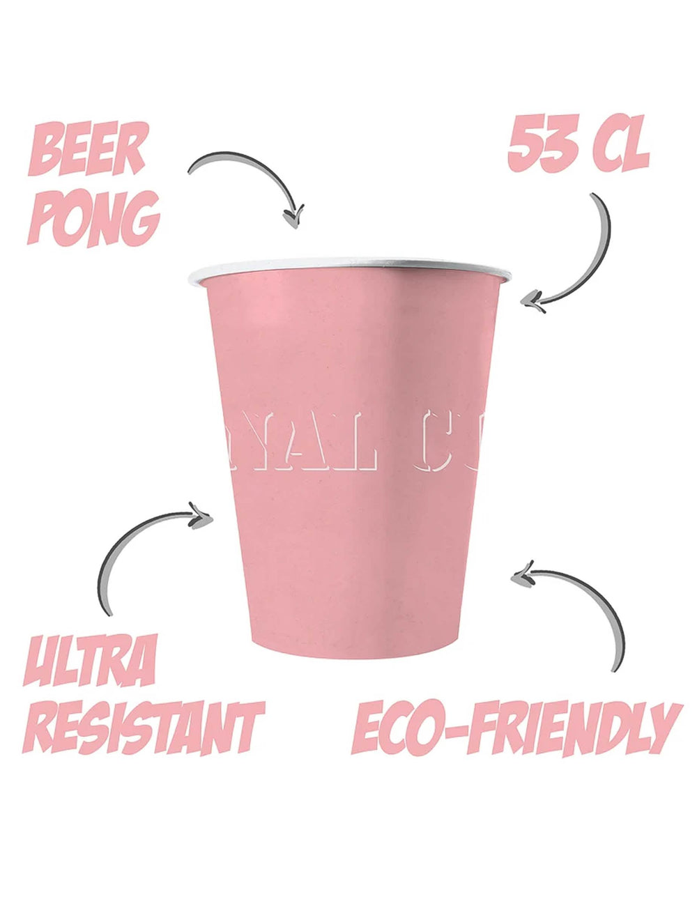 Détails des caractéristiques des gobelets américains rose pastel en carton recyclable