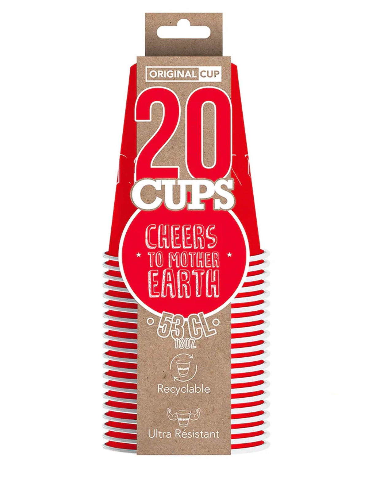 Vue du packaging des gobelets américains en carton recyclable pour fête