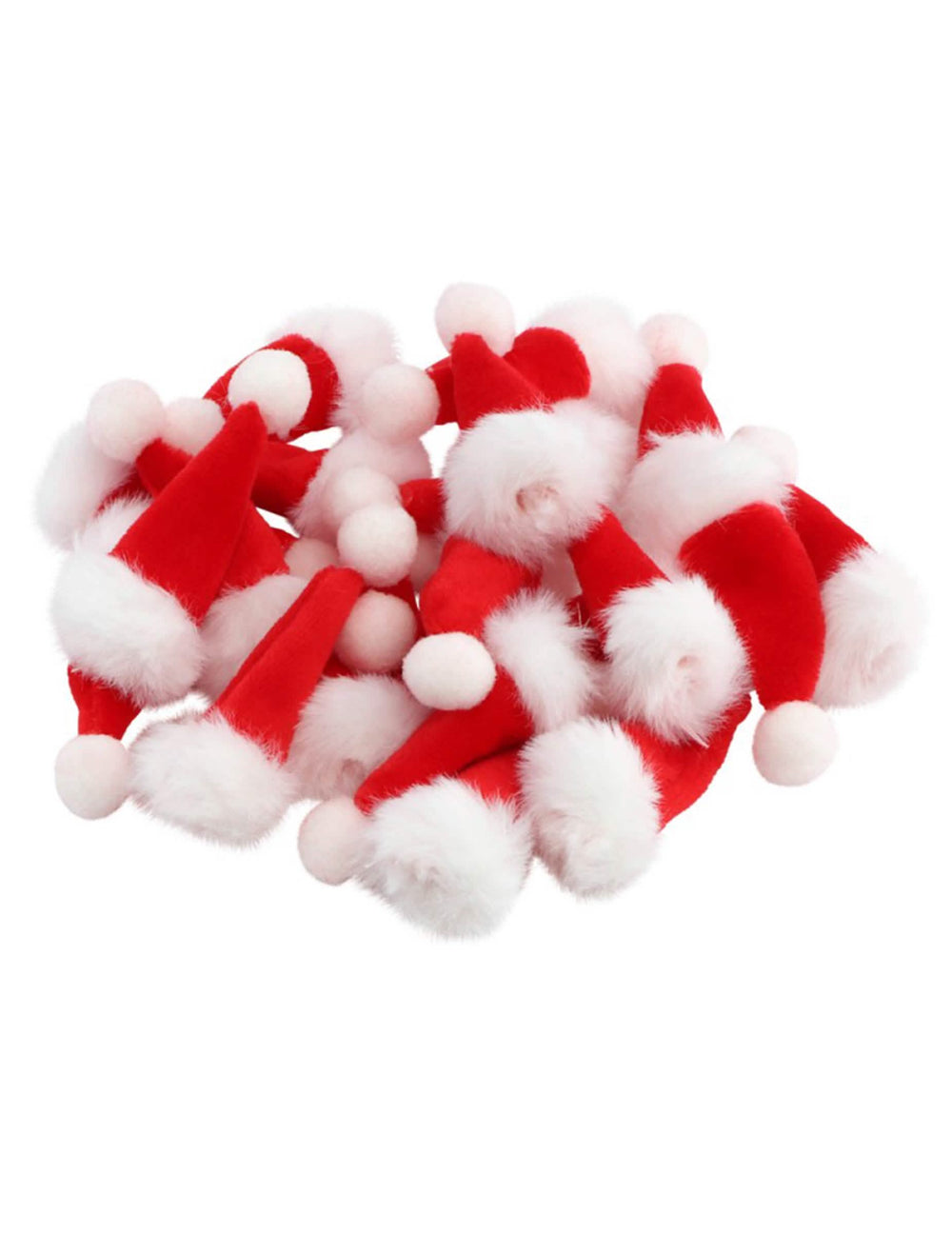 Set mit 20 roten und weißen Mini-Weihnachtsmann-Mützen
