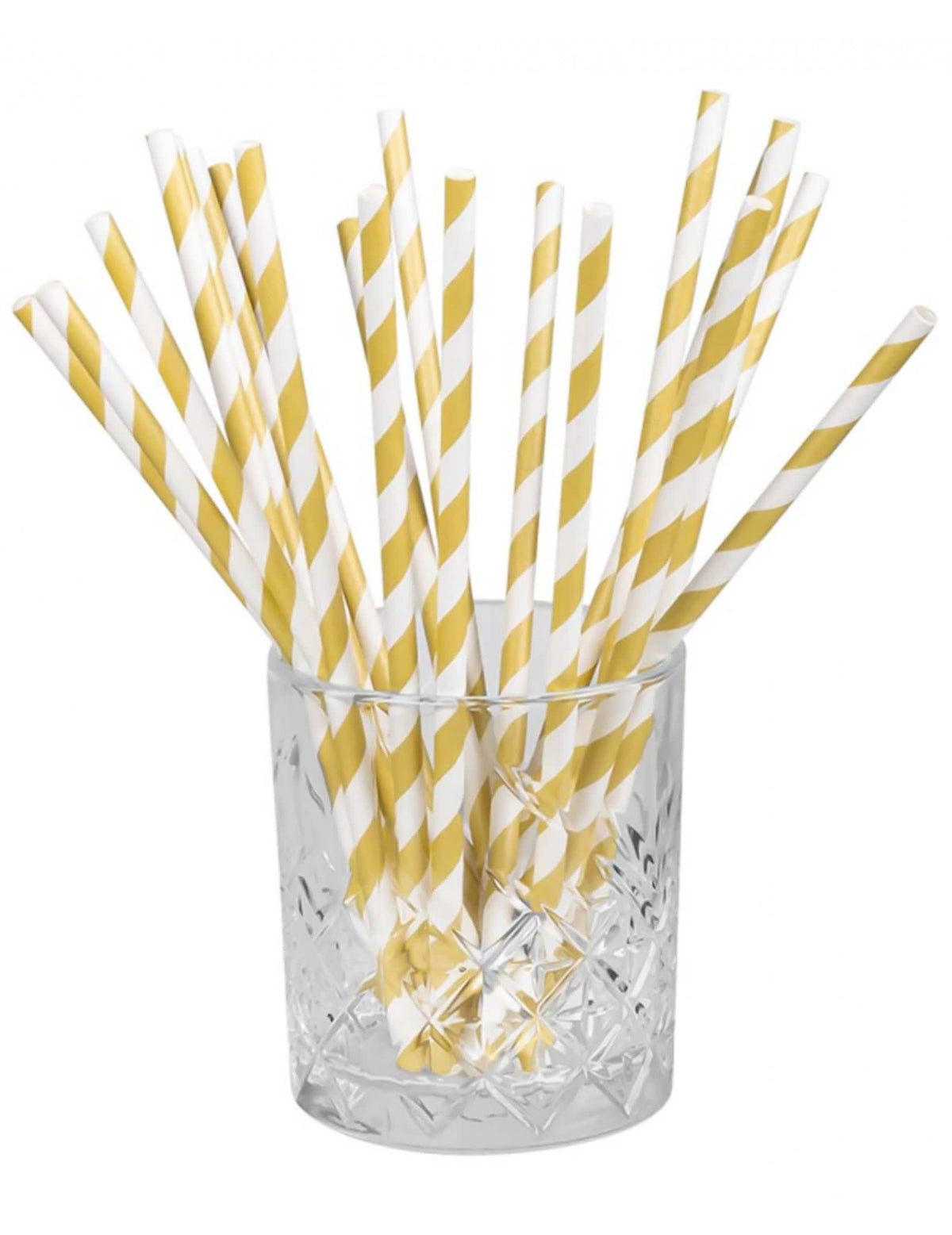 Pailles en carton rayées pour fête dorées