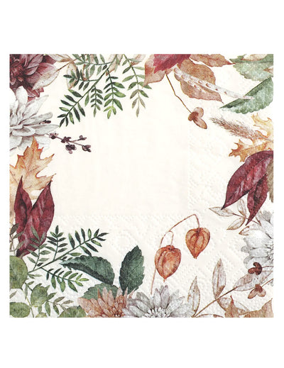 20 kleine Servietten im Herbst-Blumen-Design 25 x 25 cm