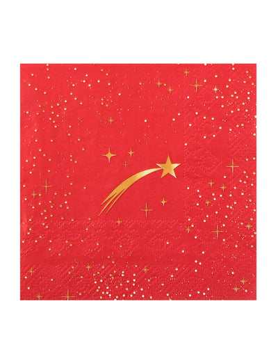 25 x 25 cm Weihnachtsservietten mit Sternschnuppen-Motiv, 20er Pack