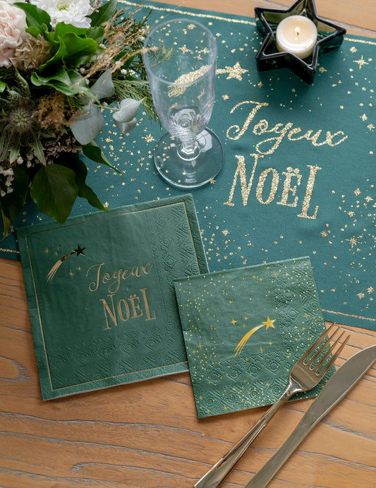 Set mit 20 weihnachtlichen Servietten Sternschnuppe Tannengrün