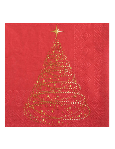 20 kleine Servietten Funkelnde Weihnachten rot 25 x 25 cm