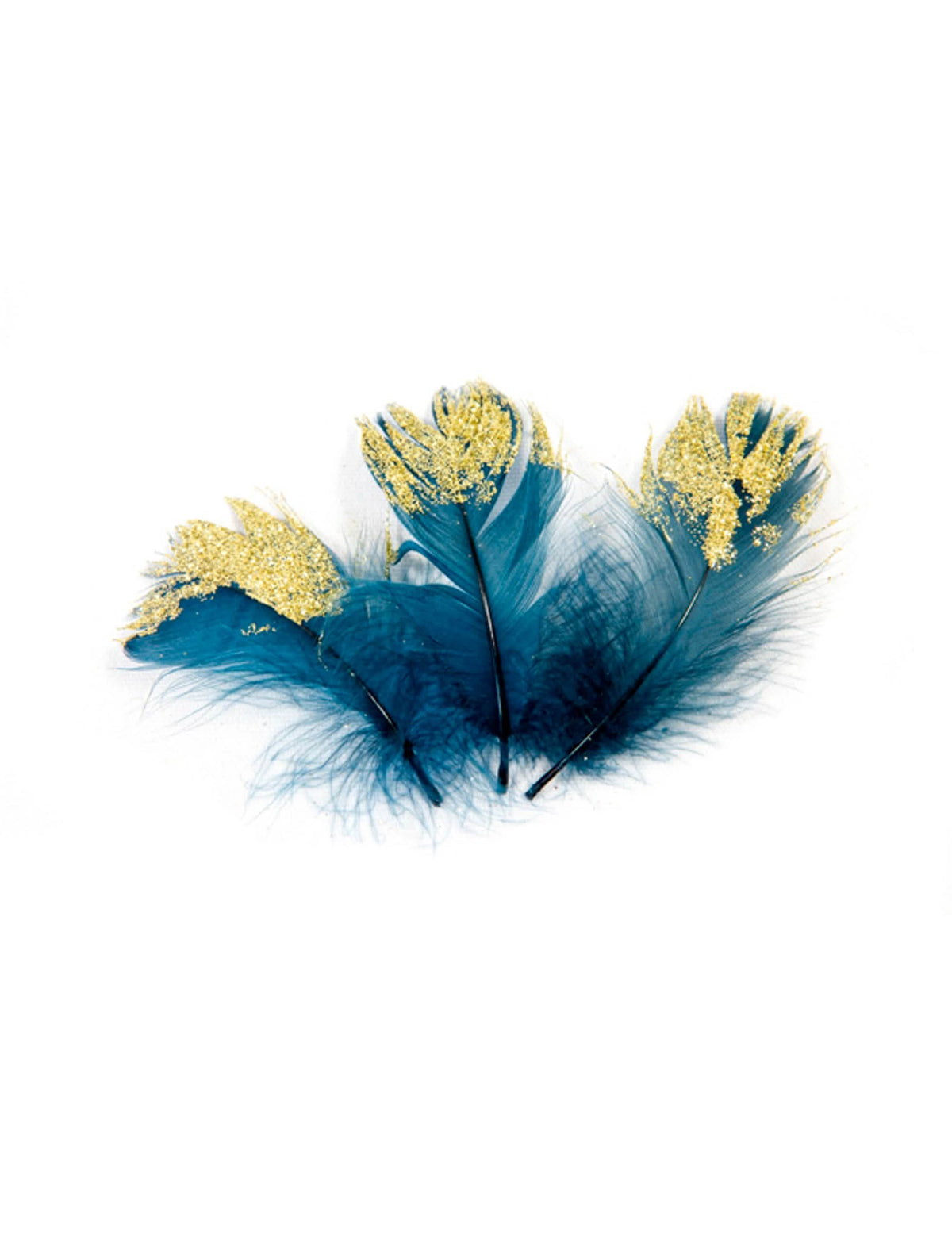 Plumes pailletées décoration de table pour fête bleues roi et dorées