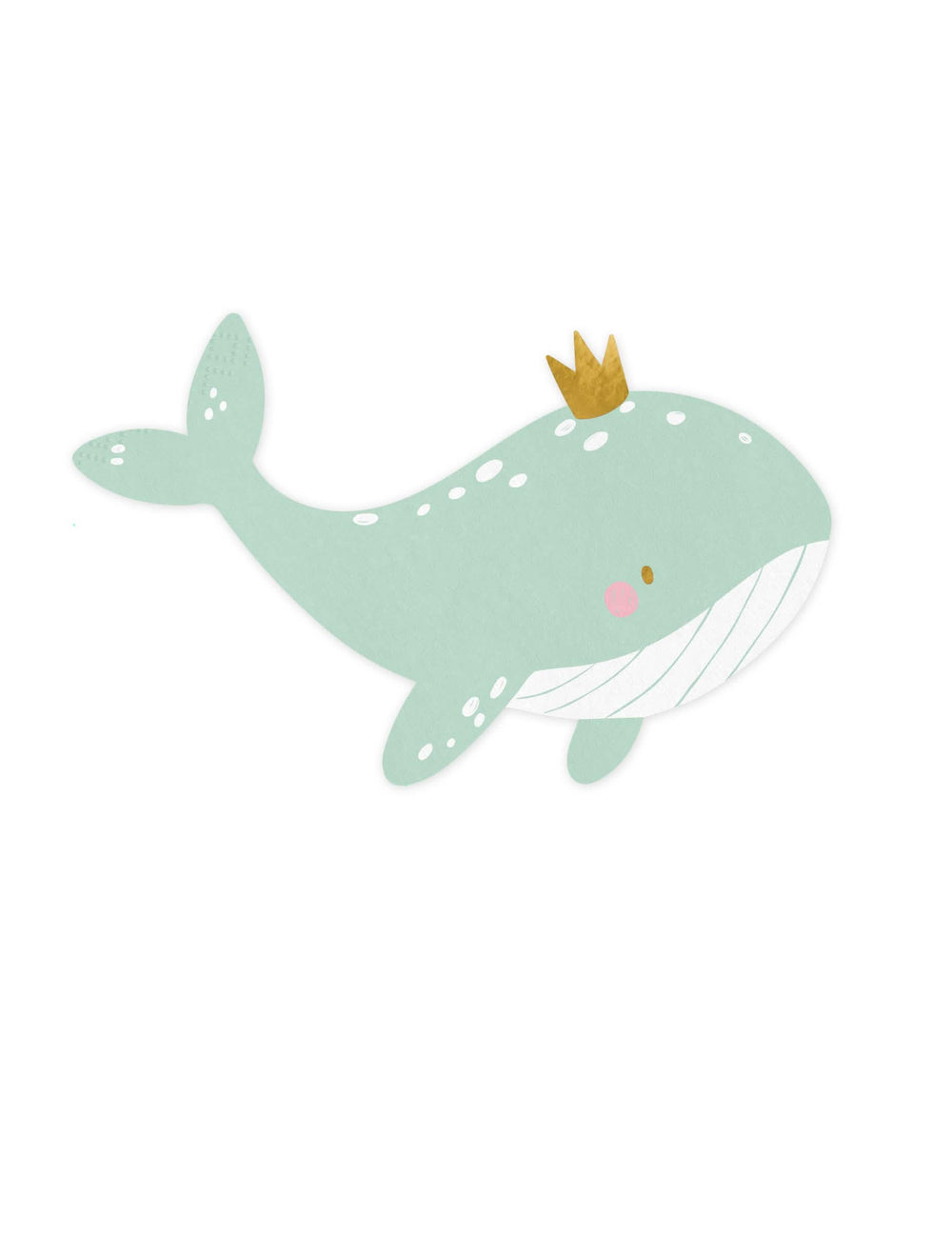 Serviettes en papier baleine pour fête bleu ciel avec couronne dorée