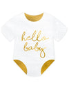 Serviettes en papier body Hello Baby pour baby shower blanc et doré