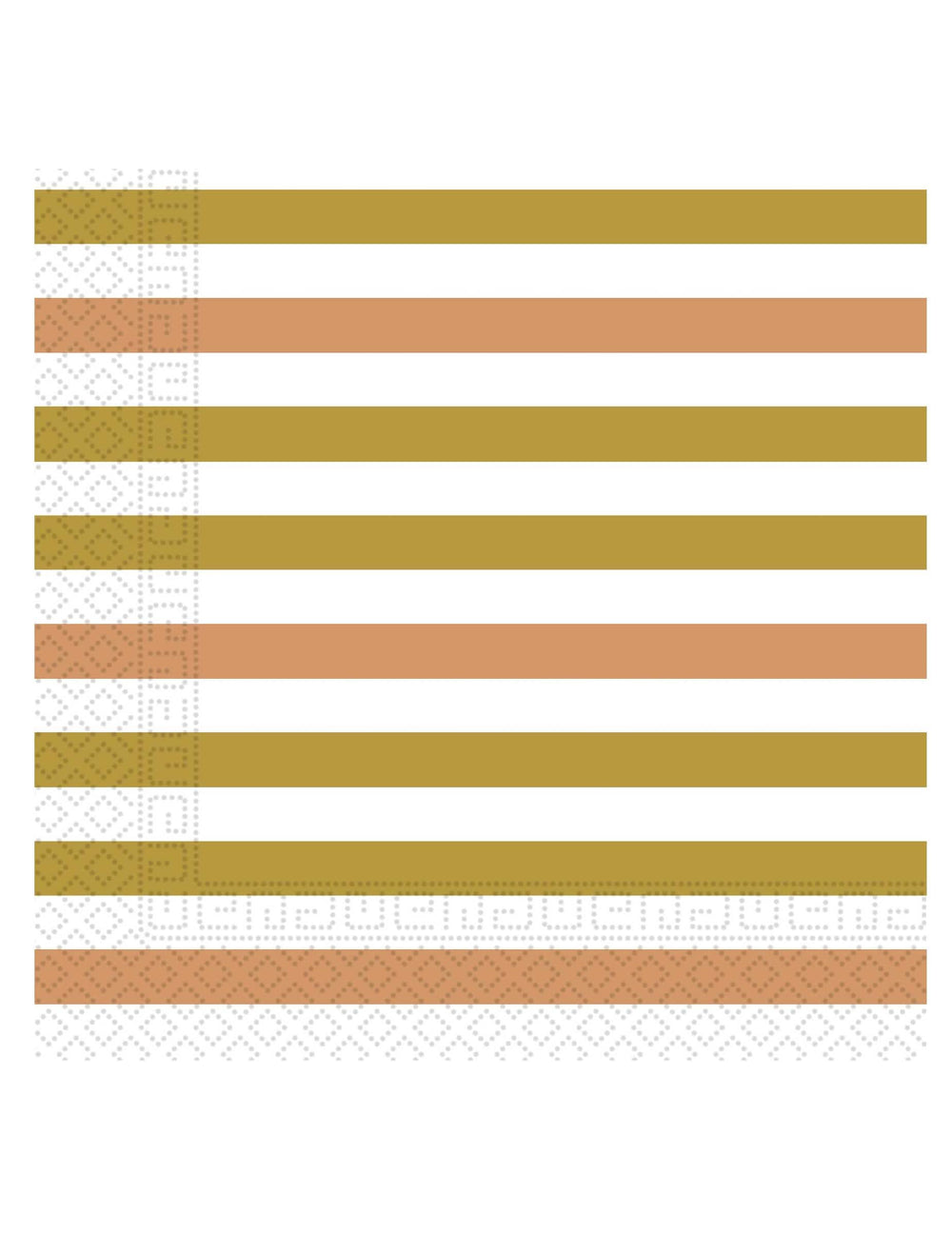 Serviettes en papier à rayures dorées, rose gold et cuivrées