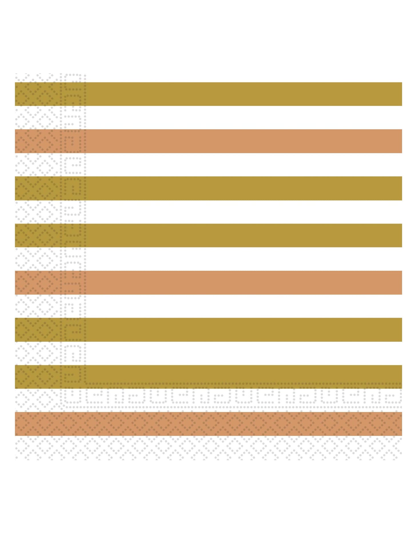 Serviettes en papier à rayures dorées, rose gold et cuivrées