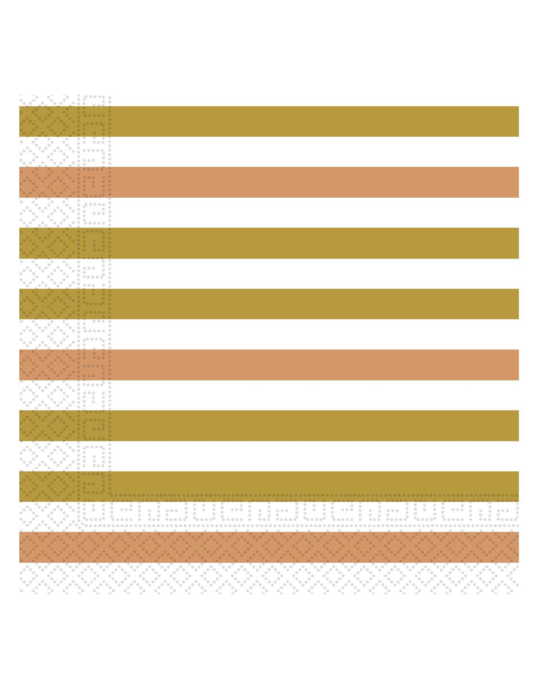 Serviettes en papier à rayures dorées, rose gold et cuivrées