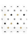 Serviettes en papier étoiles doré noir et argent chic