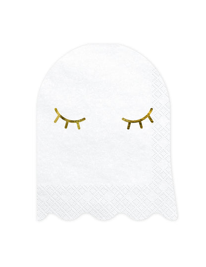 Serviettes en papier fantôme pour halloween blanches et dorées