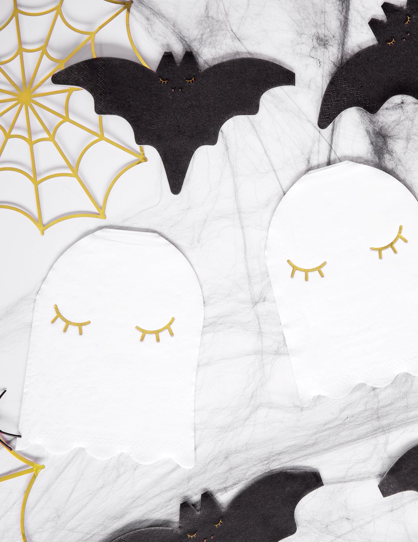 Détail du visage des serviettes en papier fantôme pour halloween