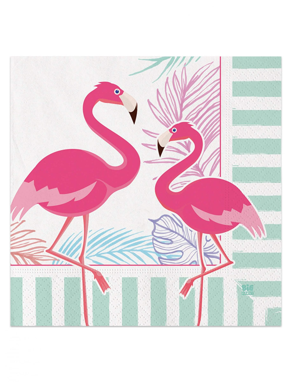 Serviettes en papier flamingo party tropicales pour fête rose et vert menthe