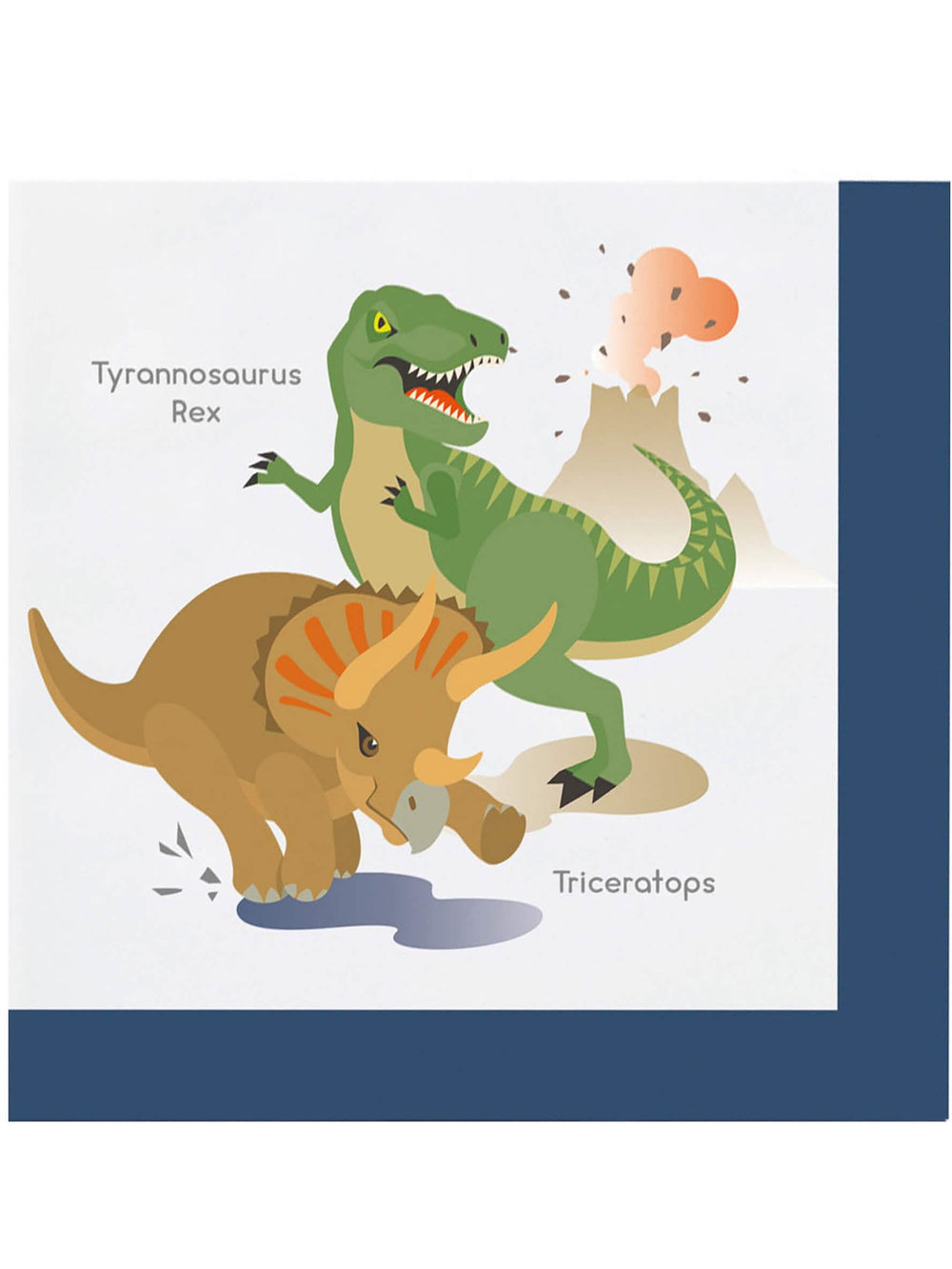 Servietten große Dinosaurier für Geburtstag marineblau mit Grünem T-Rex und Triceratops