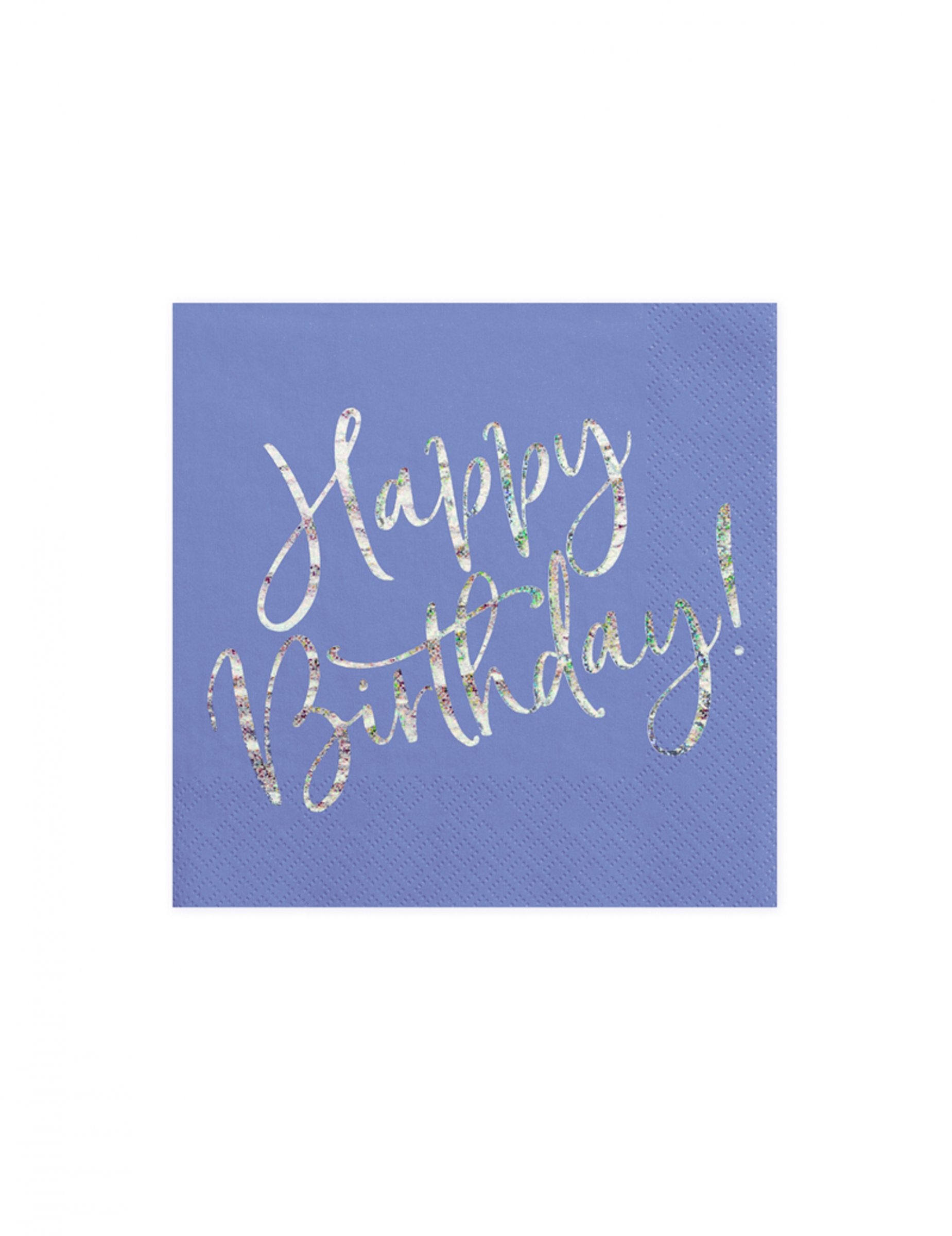 Serviettes en papier Happy Birthday iridescent pour anniversaire bleu lavande